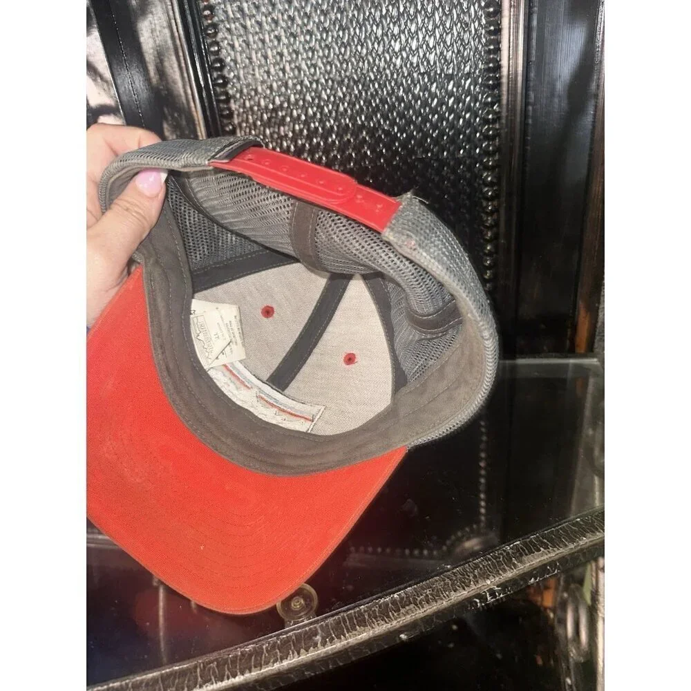 Patagonia Trucker Cap Mesh SnapBack Hat  Red Grey Spellout Logo